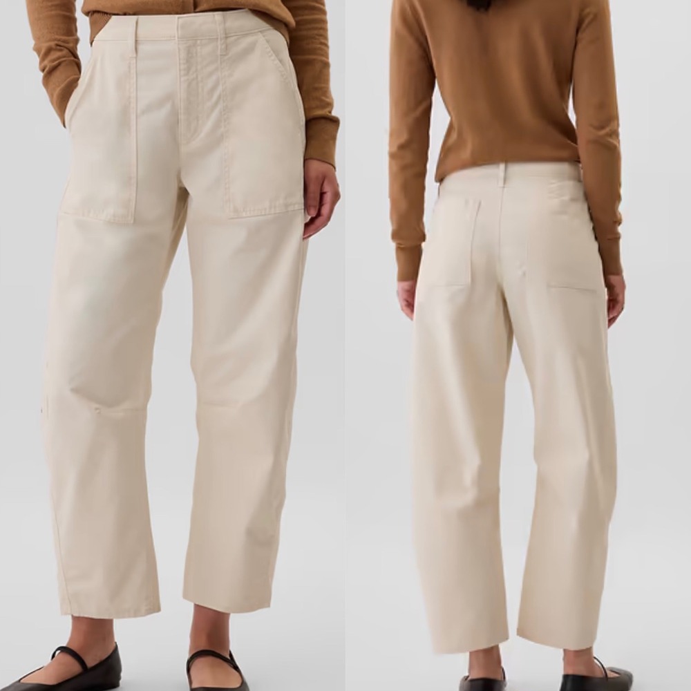 GAP High Waist Barrel Leg Khaki Chino Utility Pants 6 Casual Minimalist Cotton